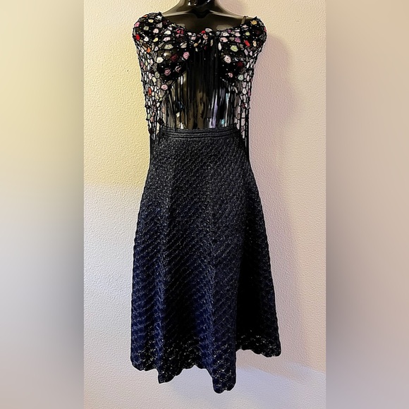 Vintage Anna Giovannozzi Italy Darkest Blue Crochet Raffia Maxi Skirt - Picture 9 of 12